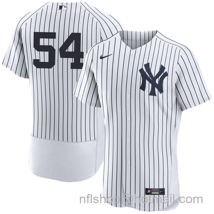 Men's New York Yankees #54 Max Fried Home White Without Name Stitched Flex Base Nike Player Jersey