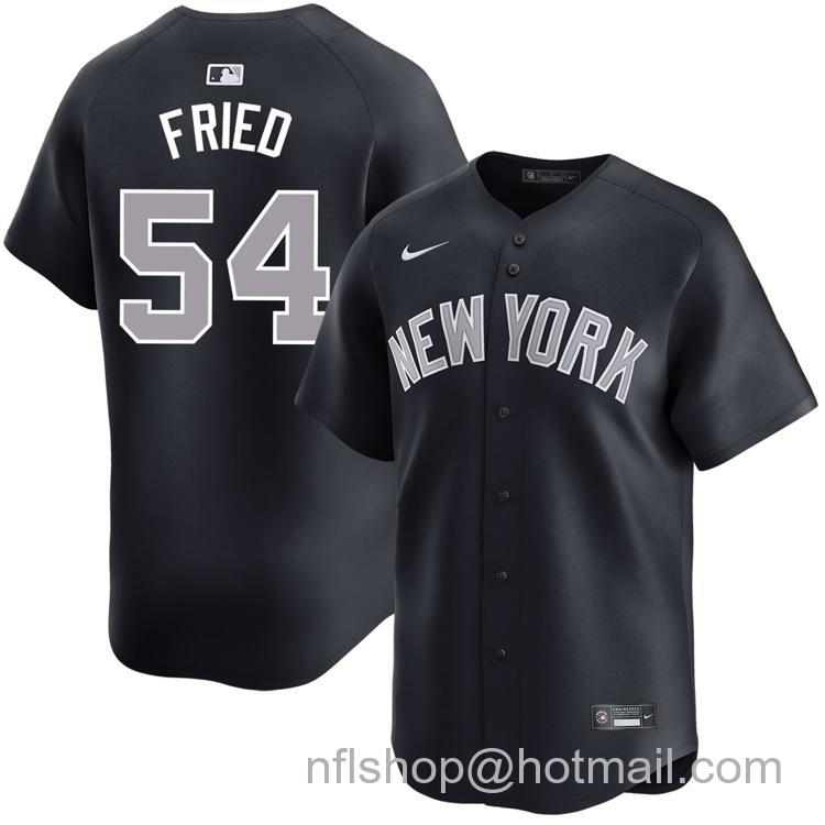 Men's New York Yankees #54 Max Fried Navy Alternate Road Nike Limited Stitched MLB Jersey