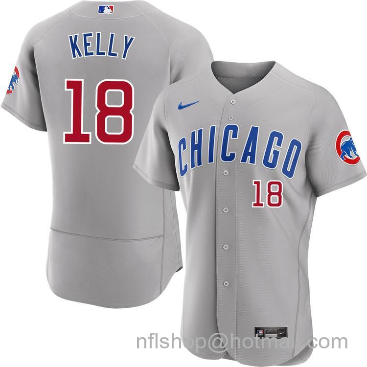 Men's Chicago Cubs #18 Carson Kelly Gray Road Nike Flex Base Stitched MLB Jersey