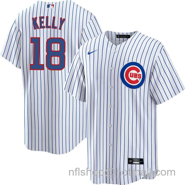 Men's Chicago Cubs #18 Carson Kelly White Home Nike Cool Base Stitched MLB Jersey