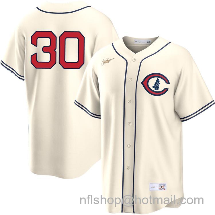 Men's Chicago Cubs #30 Kyle Tucker Cream Without Name Nike Field of Dreams Player Stitched MLB Jersey