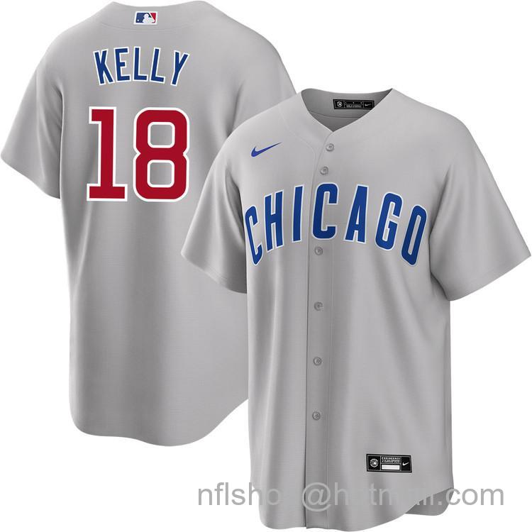 Men's Chicago Cubs #18 Carson Kelly Gray Road Nike Cool Base Stitched MLB Jersey