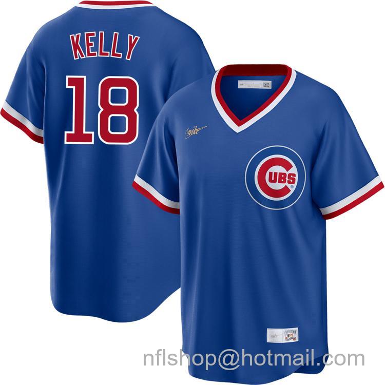 Men's Retro Nike Chicago Cubs #18 Carson Kelly Royal 1994 Cooperstown Stitched Jersey