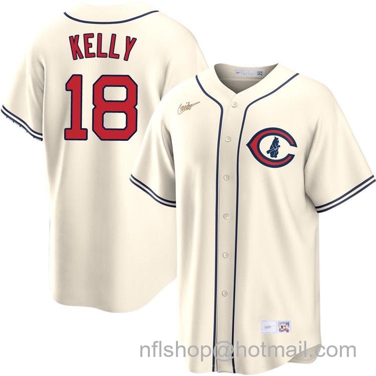 Men's Chicago Cubs #18 Carson Kelly Cream Nike Field of Dreams Stitched MLB Jersey