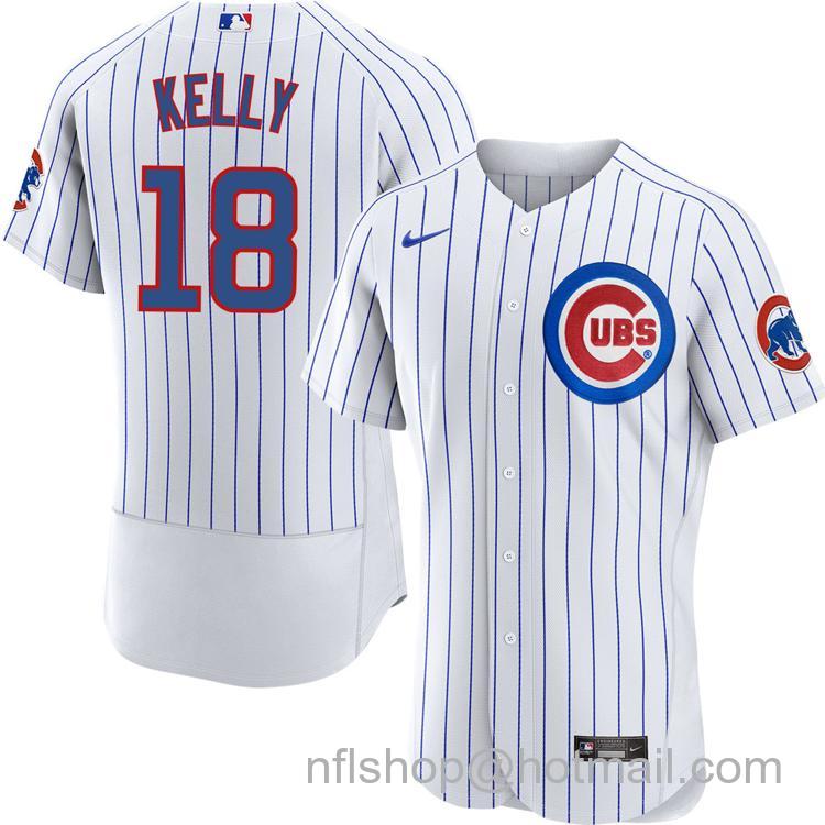 Men's Chicago Cubs #18 Carson Kelly White Home Nike Flex Base Stitched MLB Jersey