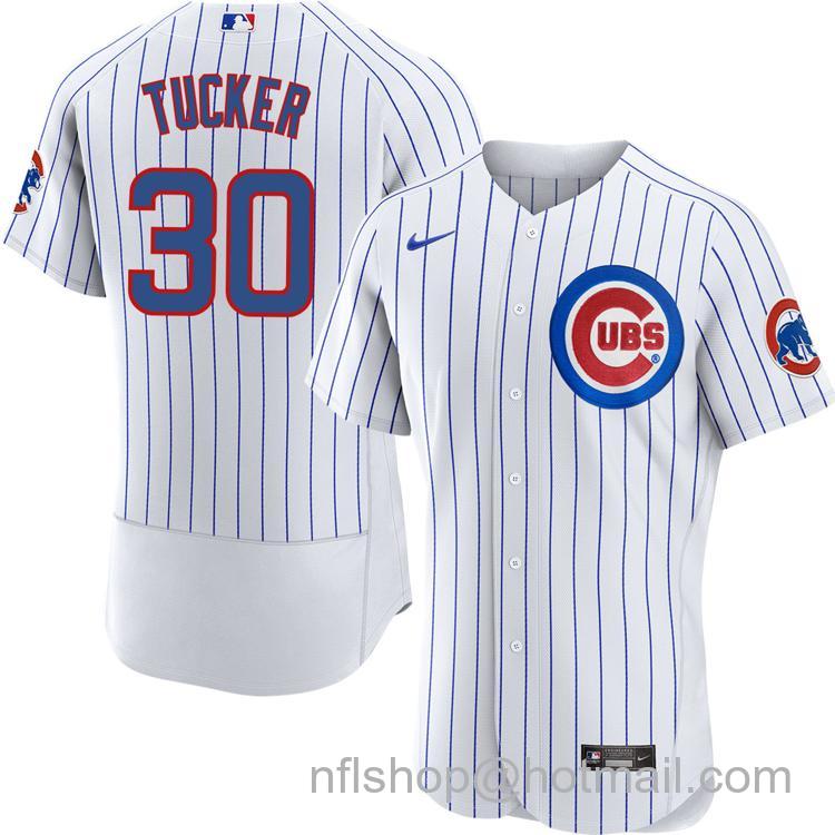 Men's Chicago Cubs #30 Kyle Tucker White Home Nike Flex Base Stitched MLB Jersey