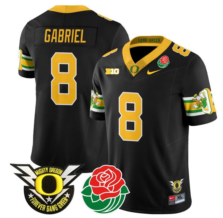 Men's Nike Dillon Gabriel Jersey #8 Oregon Ducks 2024 Rose Bowl Patch Football Black