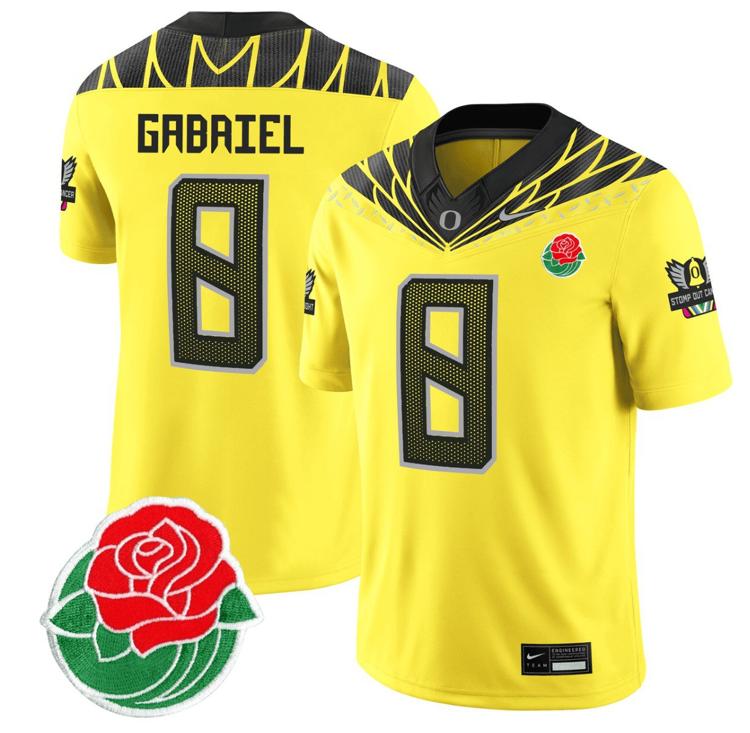 Men's Nike Dillon Gabriel Jersey #8 Oregon Ducks Rose Bowl Patch Vapor Football Yellow