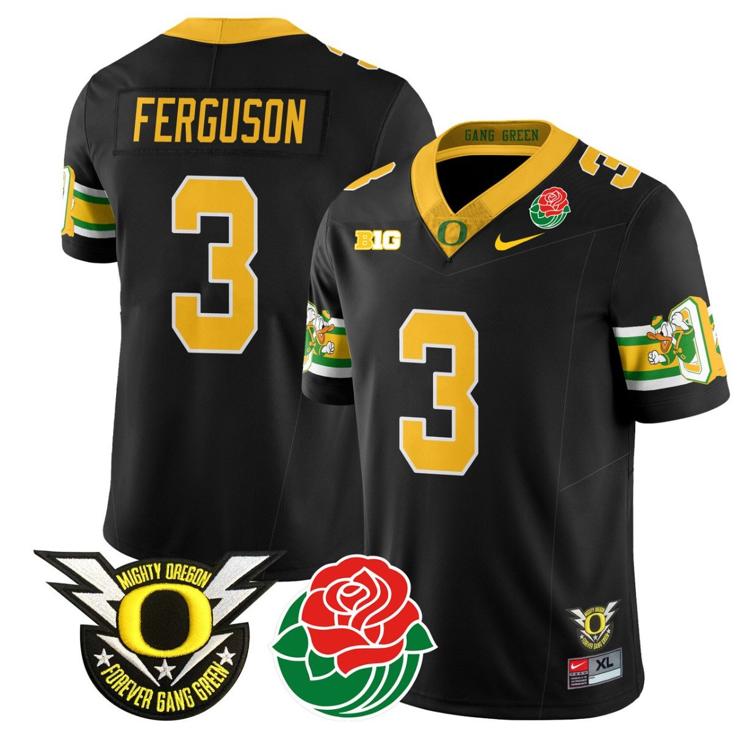 Men's Nike Terrance Ferguson Jersey #3 Oregon Ducks 2024 Rose Bowl Patch Football Black