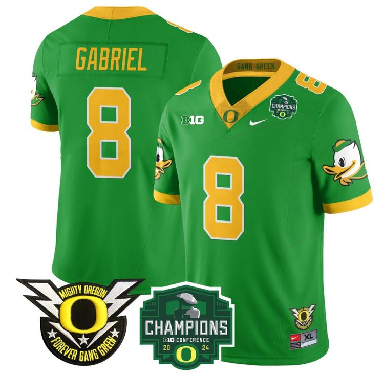 Men's Nike Dillon Gabriel Jersey #8 Oregon Ducks 2024 Big Ten Champions Football Green