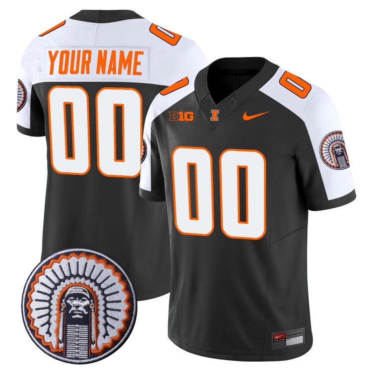 Custom Nike Men's Youth Illinois Fighting Illini Vapor Limited Stitched Football Jersey Black Alternate