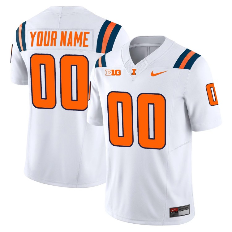 Custom Nike Men's Youth Illinois Fighting Illini Vapor Limited Stitched Football Jersey White