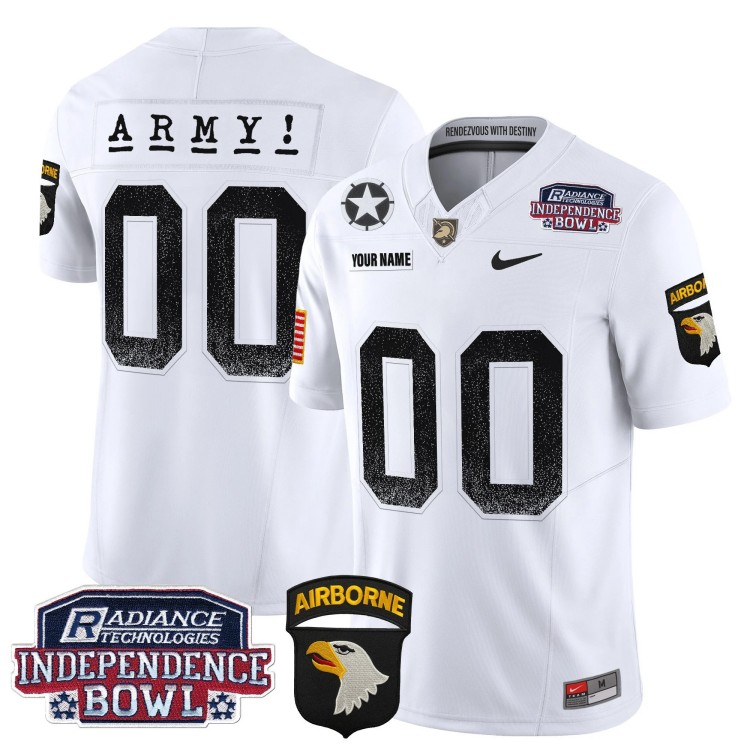 Custom Nike Men's Youth Army Black Knights Independence Bowl Patch Airborne 2024 Vapor Limited Stitched Football Jersey White