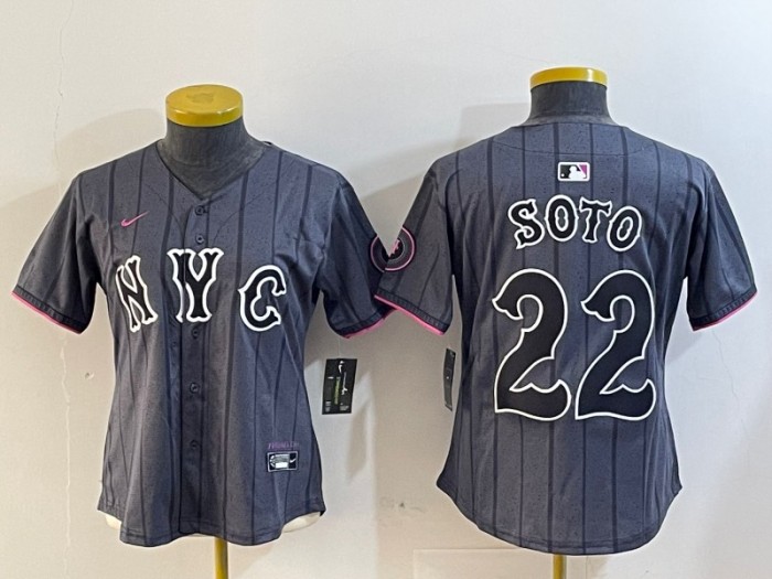 Women's New York Mets #22 Juan Soto Graphite City Connect Nike Limited Stitched Baseball MLB Jersey