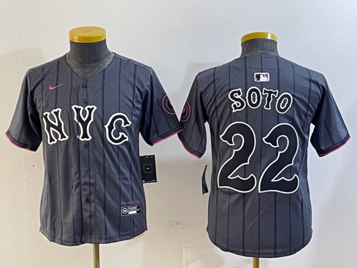 Youth New York Mets #22 Juan Soto Graphite City Connect Nike Limited Stitched Baseball MLB Jersey