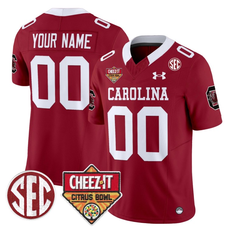 Custom Men's Youth South Carolina Gamecocks 1980 Throwback Cheez-It Citrus Bowl Patch Vapor Limited Stitched Football Jersey Garnet