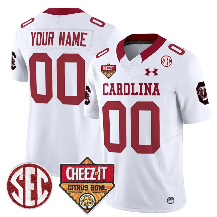 Custom Men's Youth South Carolina Gamecocks 1980 Throwback Cheez-It Citrus Bowl Patch Vapor Limited Stitched Football Jersey White