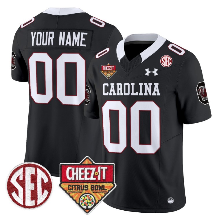 Custom Men's Youth South Carolina Gamecocks 1980 Throwback Cheez-It Citrus Bowl Patch Vapor Limited Stitched Football Jersey Black