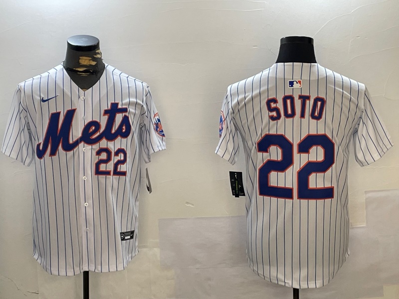 Men's New York Mets #22 Juan Soto White Cool Base Stitched Baseball Jersey