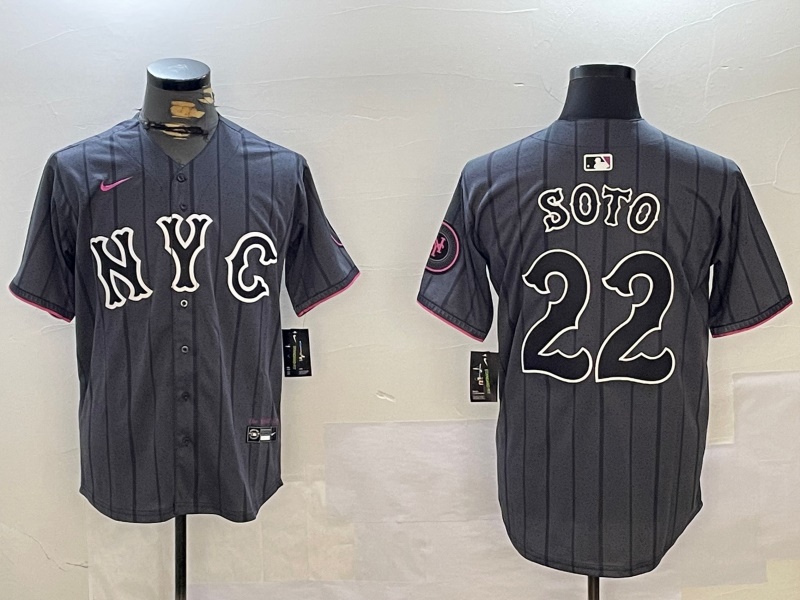 Men's New York Mets #22 Juan Soto Grey 2024 City Connect Cool Base Stitched Baseball Jersey