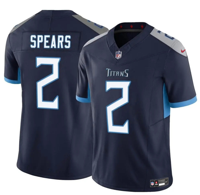 Men's Tennessee Titans #2 Tyjae Spears Navy 2024 F.U.S.E. Vapor Limited Stitched Football Jersey