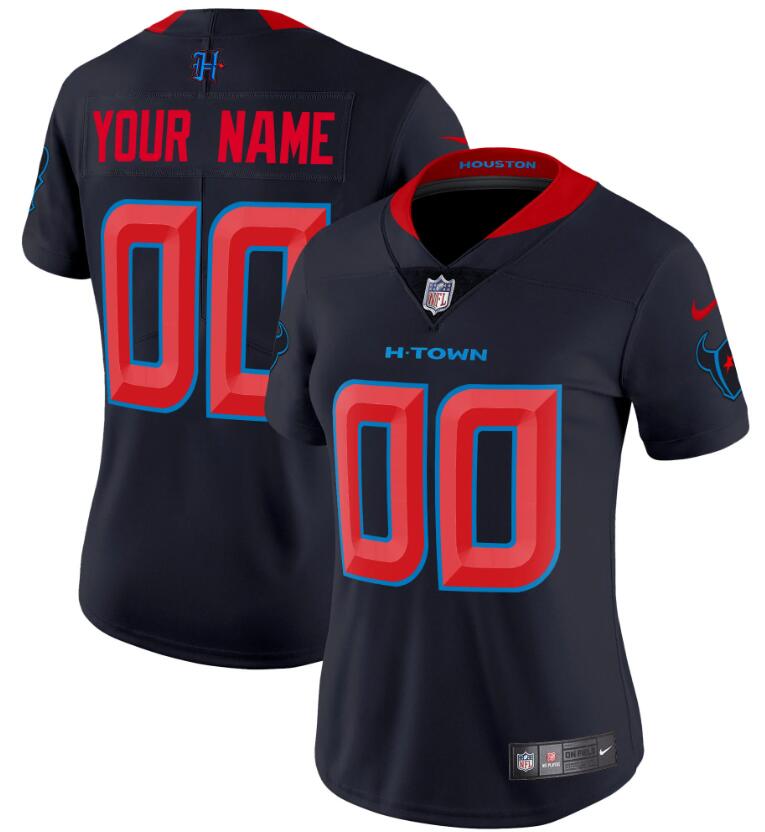 Women's Houston Texans Active Player Custom Navy 2024 2nd Alternate F.U.S.E Vapor Stitched jersey(Run Small)