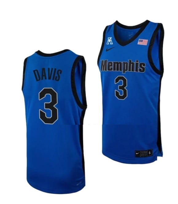 Nike Men's Kendric Davis Jersey #3 Memphis Tigers College Basketball Jerseys Blue