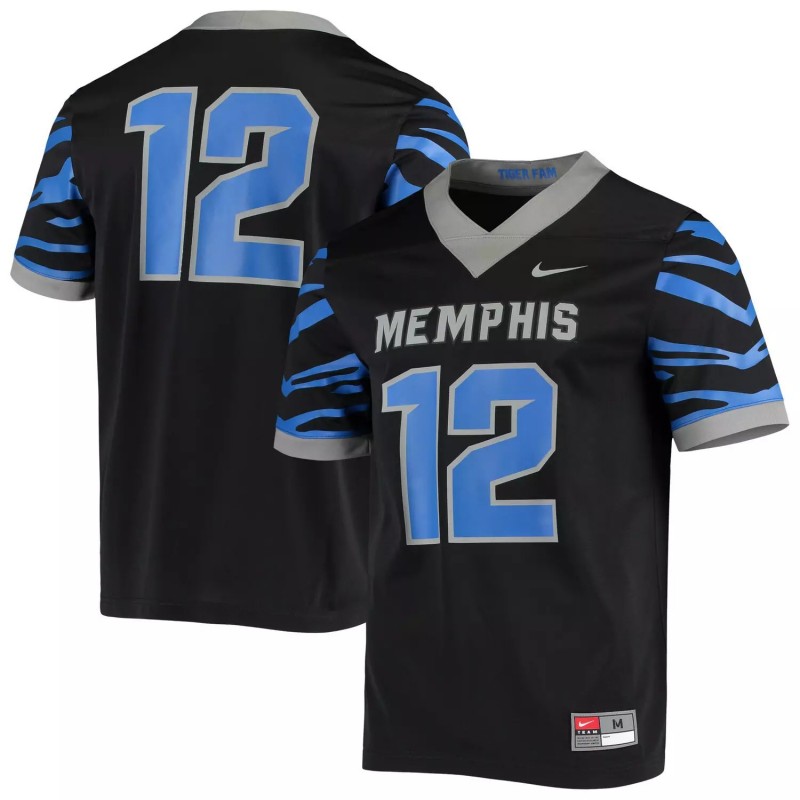 Nike Men's #12 Memphis Tigers Gridiron Black Dri-FIT Game Football Jersey