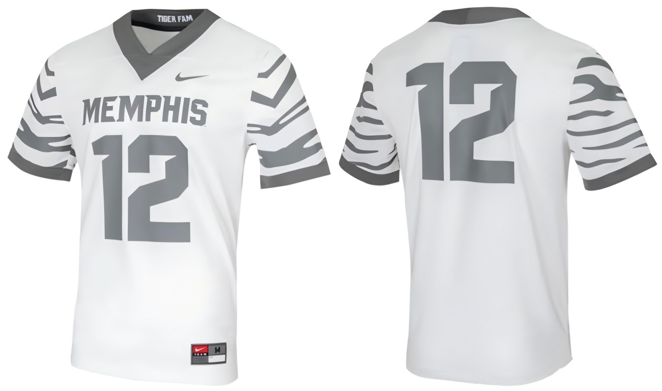 Nike Men's #12 Memphis Tigers Gridiron White Dri-FIT Game Football Jersey