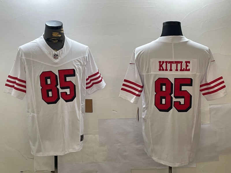 Men's San Francisco 49ers #85 George Kittle White Throwback F.U.S.E. Vapor Limited Stitched Football Jersey