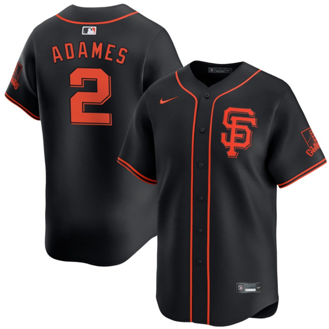 Men's San Francisco Giants #2 Willy Adames Black 2024 Black Alternate Limited Stitched Baseball Jersey