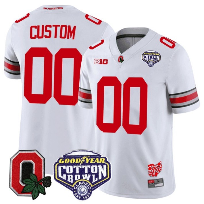 Custom Ohio State Buckeyes Good Year Cotton Bowl Patch Vapor Limited College Football Stitched Jersey White