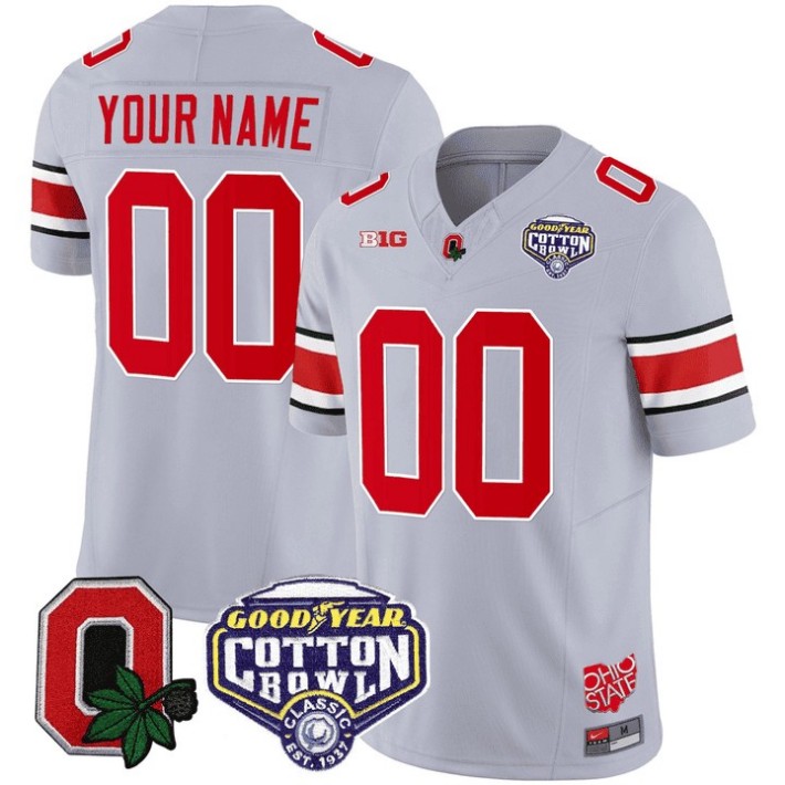 Custom Ohio State Buckeyes Good Year Cotton Bowl Patch Vapor Limited College Football Stitched Jersey Gray