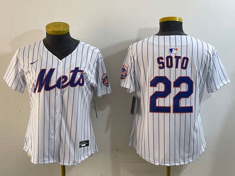 Women's New York Mets #22 Juan Soto Home White Cool Base Stitched Baseball Jersey