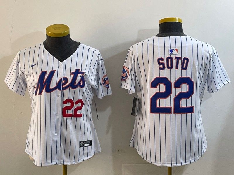 Women's New York Mets #22 Juan Soto Home White Limited Stitched Baseball Jersey