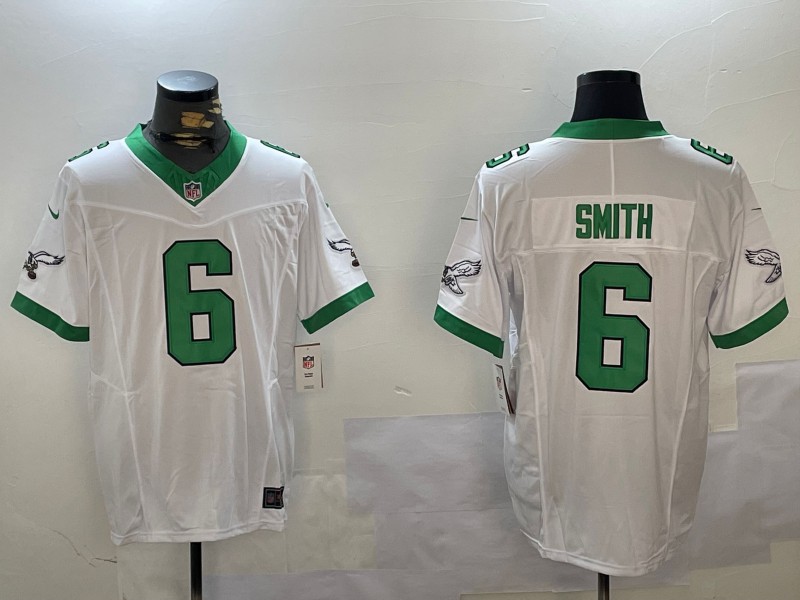 Men's Philadelphia Eagles #6 DeVonta Smith White F.U.S.E. Vapor Limited Throwback Stitched Football Jersey