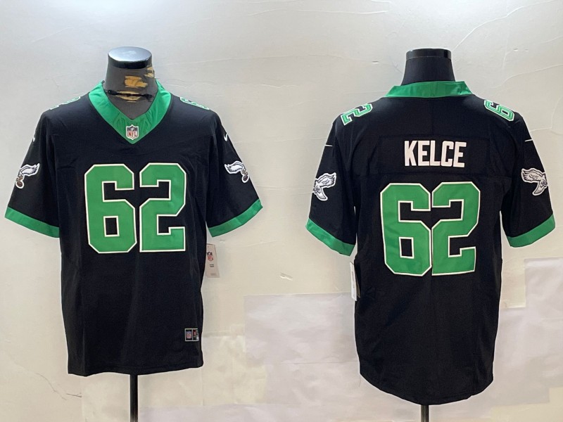 Men's Philadelphia Eagles #62 Jason Kelce Black FUSE Vapor Limited Throwback Stitched Jersey