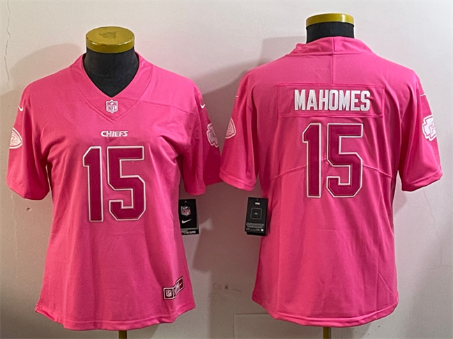 Youth Kansas City Chiefs #15 Patrick Mahomes Pink Vapor Untouchable Limited Stitched Football Jersey