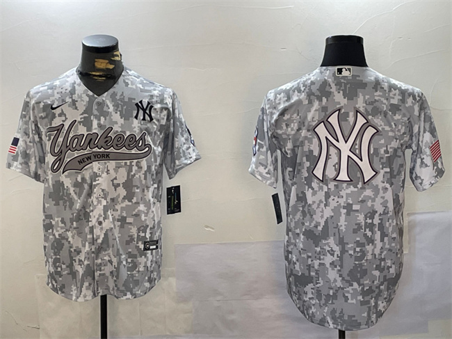 Men's New York Yankees Team Big Logo 2024 Arctic Camo Limited Stitched Baseball Jersey