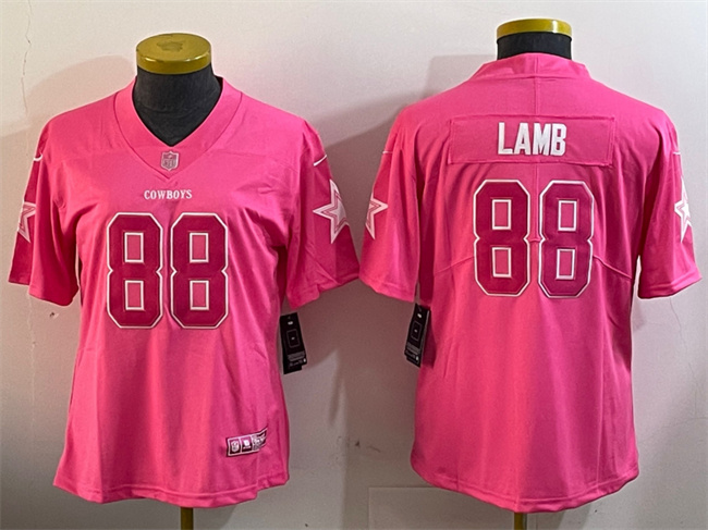 Women's Dallas Cowboys #88 CeeDee Lamb Pink Vapor Untouchable Limited Stitched Football Jersey(Run Small)