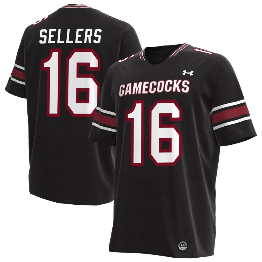 Men's South Carolina Gamecocks #16 LaNorris Sellers Under Armour Alternate Black NIL Stitched Replica Football Jersey