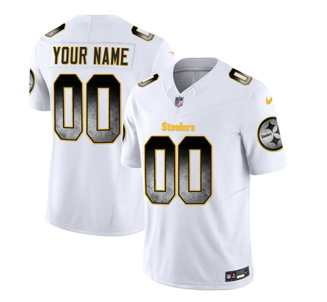 Men's Nike Pittsburgh Steelers Customized White 2023 F.U.S.E. Smoke Vapor Untouchable Limited Stitched Jersey