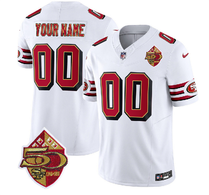 Men's Nike San Francisco 49ers Customized White 2023 F.U.S.E. 50th Patch Vapor Untouchable Limited Stitched Football Jersey