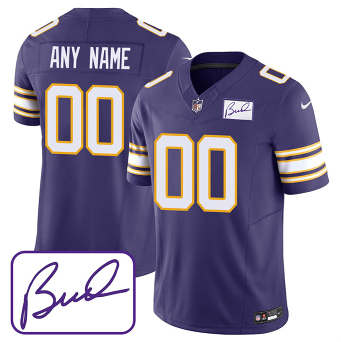 Men's Nike Minnesota Vikings Customized Purple 2023 F.U.S.E. Bud Grant Patch Limited Stitched Jersey