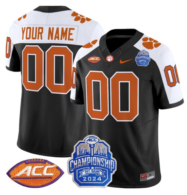 Custom Nike Clemson Tigers Jersey 2024 ACC Championship Patch F.U.S.E. Vapor Limited Stitched College Football Black Alternate