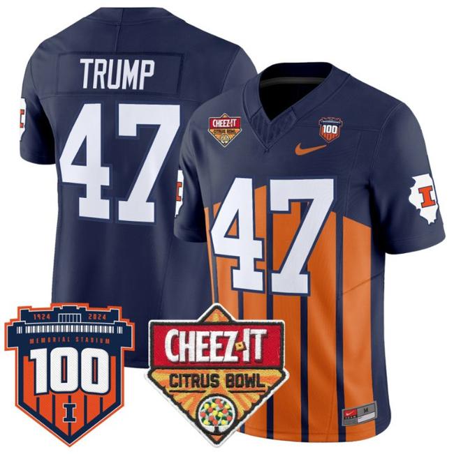 Men's Nike Donald Trump Jersey #47 Illinois Fighting 2025 Cheez-It Citrus Bowl Patch F.U.S.E. Vapor Limited Stitched College Football Throwback