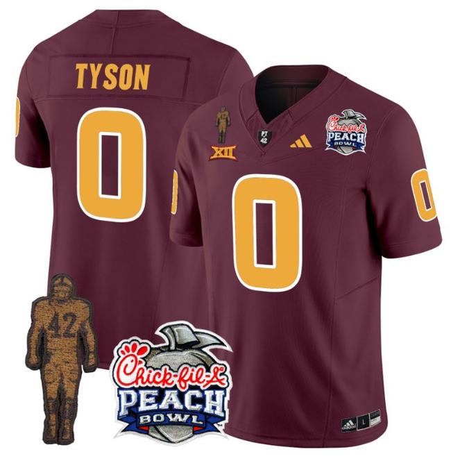 Men's Adidas Jordyn Tyson Jersey #0 Arizona State Sun Devils Pat Tillman Peach Bowl Patch Maroon