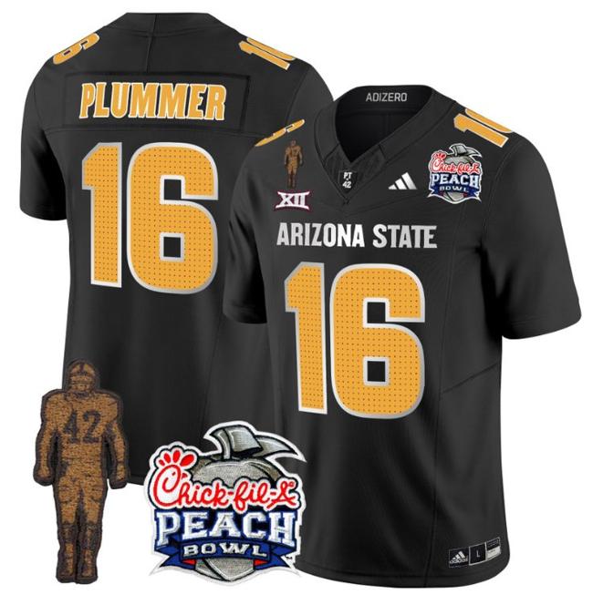 Men's Adidas Jake Plummer Jersey #16 Arizona State Sun Devils Peach Bowl Patch Football V2 Black