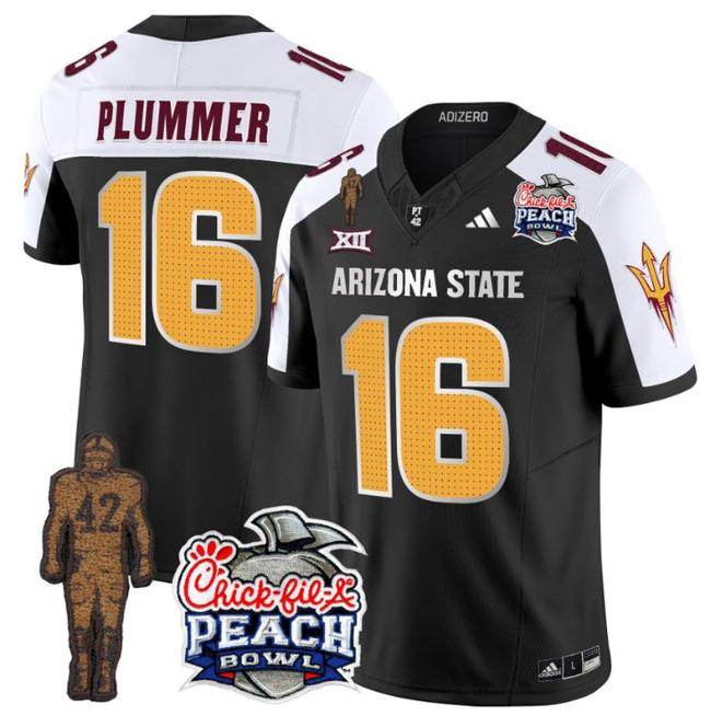 Men's Adidas Jake Plummer Jersey #16 Arizona State Sun Devils Peach Bowl Patch Football V2 Black Alternate