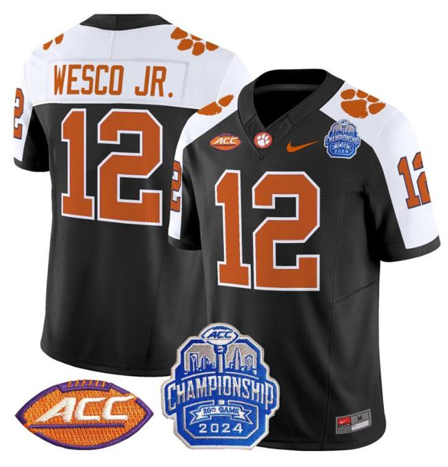 Men's Nike Bryant Wesco Jr Jersey #12 Clemson Tigers 2024 ACC Championship Black Alternate